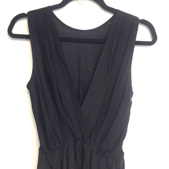 AMANDA UPRICHARD Sleeveless Silk Faux-Wrap Tulip Mini Dress Black XS - Picture 4 of 9